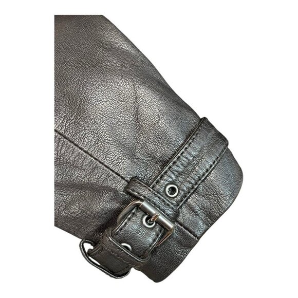 Black Rivet Asymmetrical Moto Leather Jacket~Size Small~Brown Slim Modern Fit - Picture 11 of 17